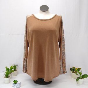 Day Break Women's XL Vintage Caramel Long Sleeve Thermal Top - American Made